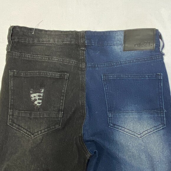 Rue 21 Prem Midrise Distress Two Color Screen Print Graffiti Skinny Denim Jeans - Picture 11 of 14